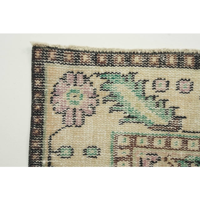 1970s Vintage Turkish Handmade Wool Cotton Beige Area Rug For Sale - Image 11 of 13
