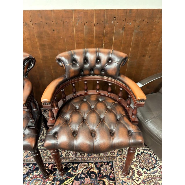 English Chesterfield Chairs, Set of 6 For Sale - Image 12 of 18