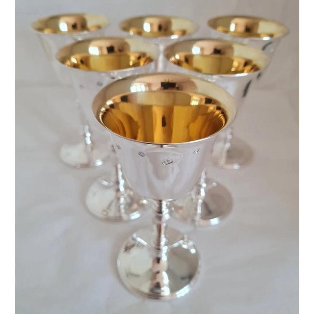 An impressive set of vintage English sterling silver goblets or chalices by Camelot Silverware Ltd, crafted in Sheffield...