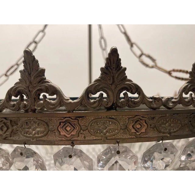Glass Large Crystal Chandelier, 1950s For Sale - Image 7 of 12