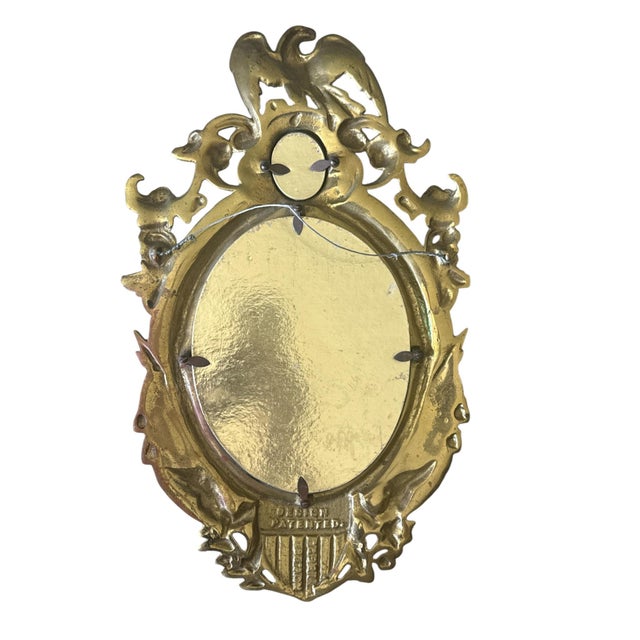 Vintage Federal Style Colonial Revival Brass Eagle Wall Mirror For Sale In Los Angeles - Image 6 of 6