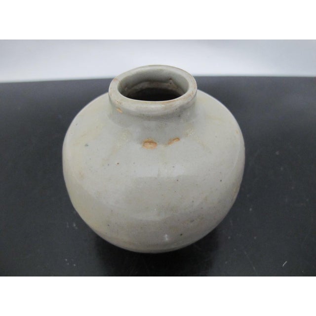 19th Century Asian Celadon Antique Pottery Small Bulbous Jarlet Vessel Vase For Sale - Image 5 of 6