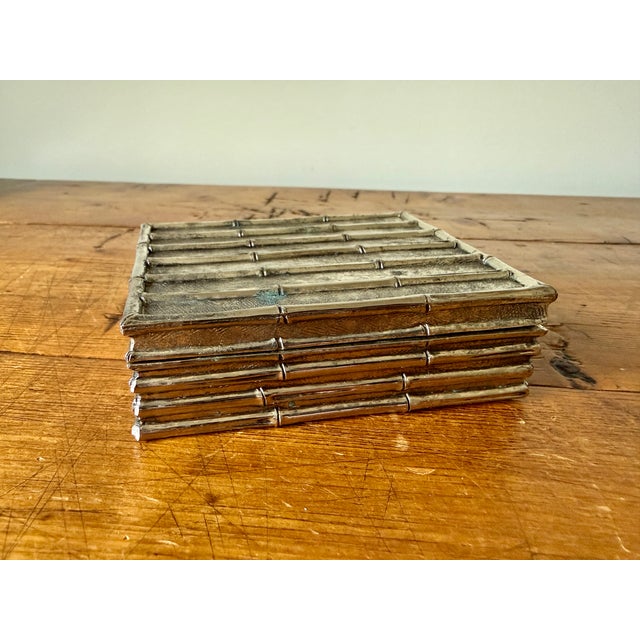 Mid 20th Century Faux Bamboo Silver Plate Box, in the Style of Maison Baguès For Sale - Image 12 of 13