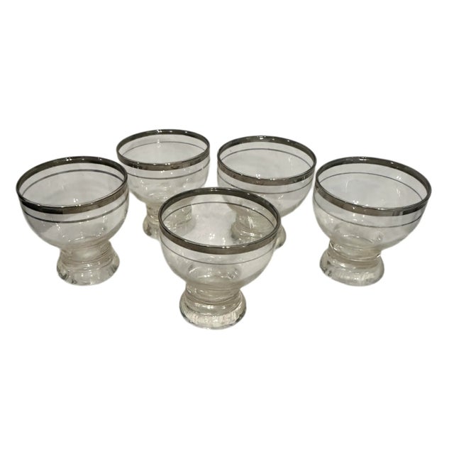 Glass 1950’s Javit Crystal Young Love Pattern Cocktail Glasses a Set of 5 For Sale - Image 7 of 9