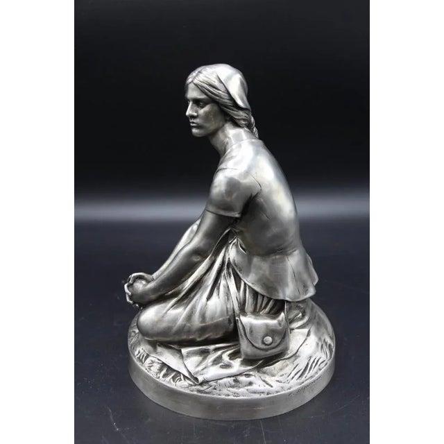 Joan of Arc at Domrémy listening to the Voices. Bronze with silver patina (rare) Foundryman F. Barbedienne. Signed by...