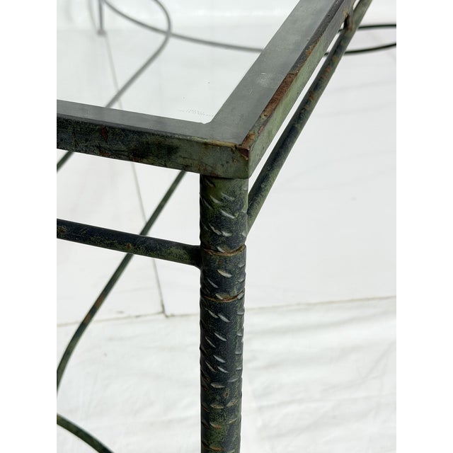1970s Mario Papperzini for Salterini Wrought Iron Patio Dining Table With Glass Top For Sale - Image 11 of 18