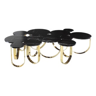 Cloud Coffee Table in Marble and Mirror Polished Brass by Barberini & Gunnell For Sale