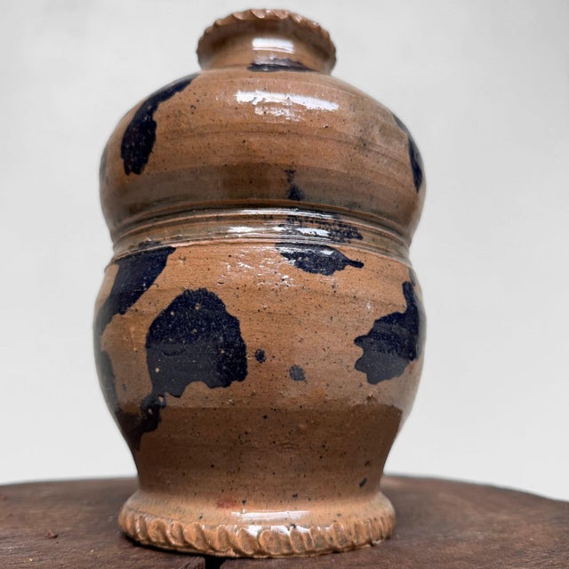 Vintage Dark Blue Glazed Ceramic Vase, Italy, 1990s For Sale - Image 14 of 17