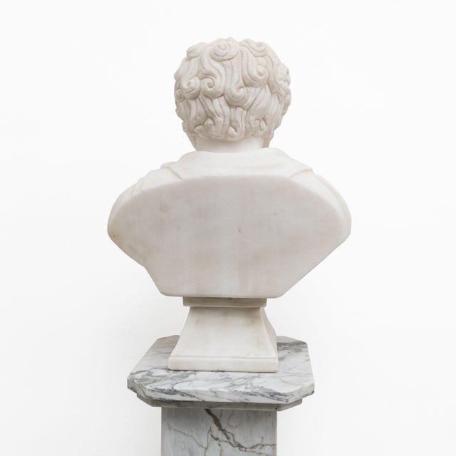 White Bust of a Roman Emperor, 20th Century, Marble For Sale - Image 9 of 10