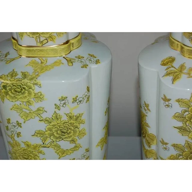 Marbro Porcelain Table Lamps White Yellow For Sale In Atlanta - Image 6 of 11