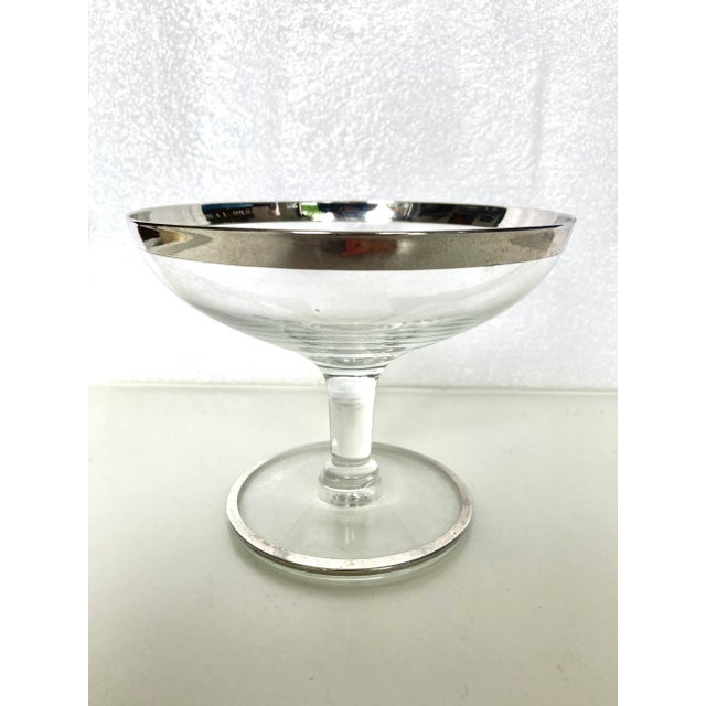 Vintage Clear Glass & Silver Rim Compote For Sale In New York - Image 6 of 6