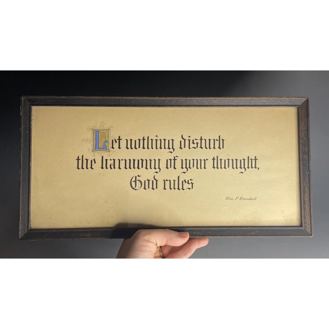 Wood Antique Victorian - Edwardian Framed Illuminated Quote Library Office Nouveau For Sale - Image 7 of 16