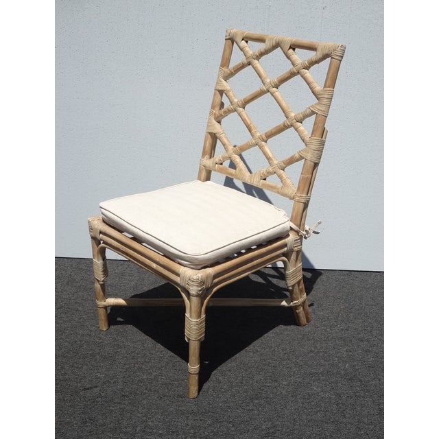 2000 - 2009 Pair of Vintage Chippendale Bamboo Rattan Side Chairs For Sale - Image 5 of 17