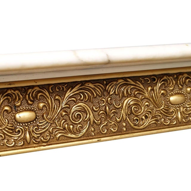 Mid-Century Art Nouveau Brass Entrance Console Table, Mirror & 2 Chairs, Set of 4 For Sale - Image 6 of 11