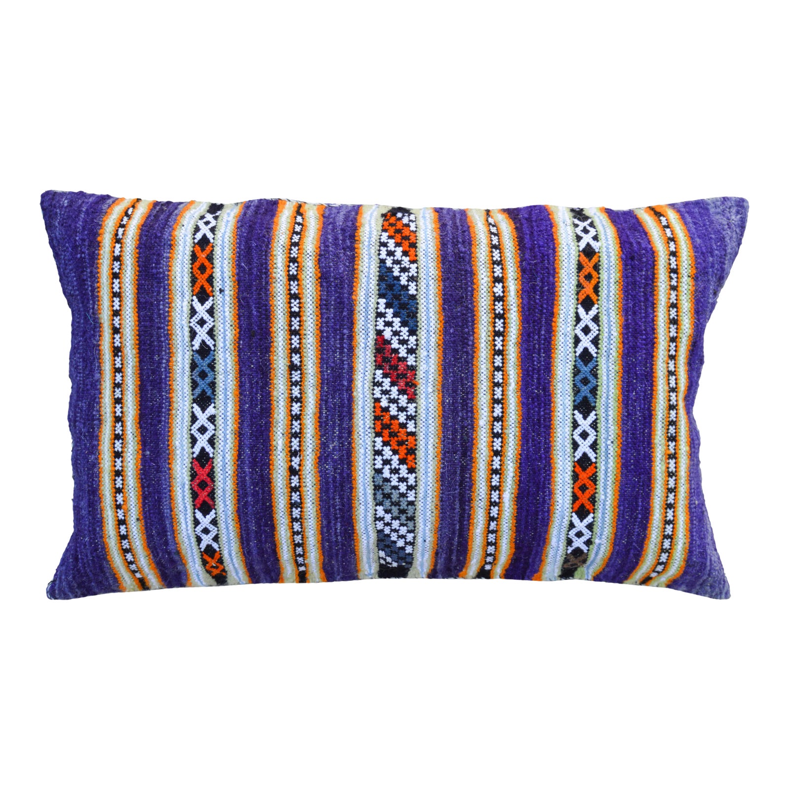Late 20th Century Purple & Orange Striped Moroccan Pillow Chairish