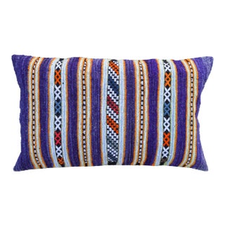 Late 20th Century Purple & Orange Striped Moroccan Pillow For Sale