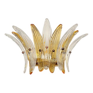 Sconce Palmette- Double Color – Clear and Amber Glass For Sale