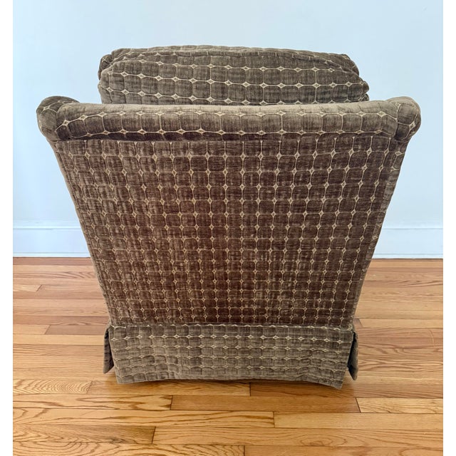 Contemporary Brown Chenille Custom Upholstered Club Chair For Sale - Image 6 of 11