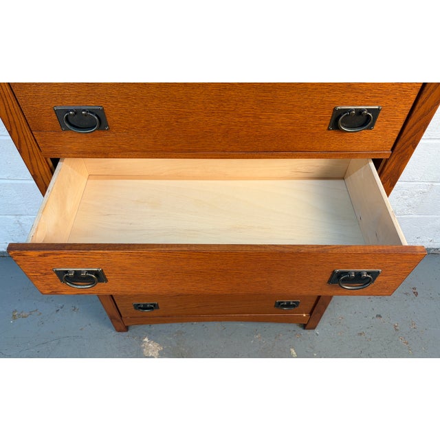 Late 20th Century Mission Oak Highboy Dresser by Vaughan Bassett For Sale - Image 15 of 17