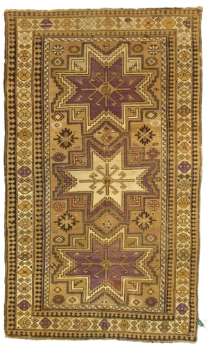 Late 19th Century Antique Azerbaijan Kazak Lambswool Rug - 3′8″ × 6′3″