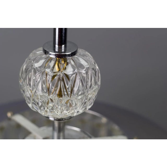 Mid-Century Modern Crystal Glass and Chrome Pendant Lamp For Sale - Image 6 of 18