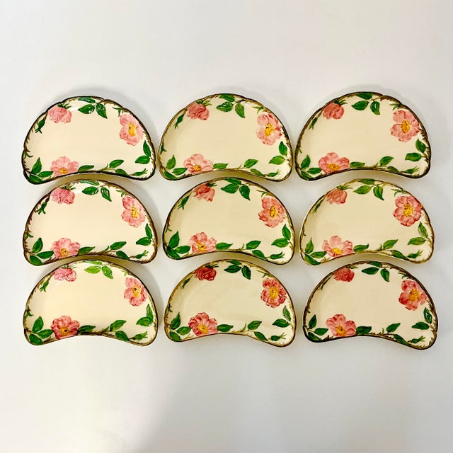 Franciscan China Mid-Century Americana Boho Chic Franciscan Desert Rose Crescent Plates - Set of 9. For Sale - Image 4 of 12