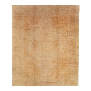 Galerie Shabab Collection Early 20th Century Handmade Turkish Oushak Room Size Carpet in Gold and Beige For Sale