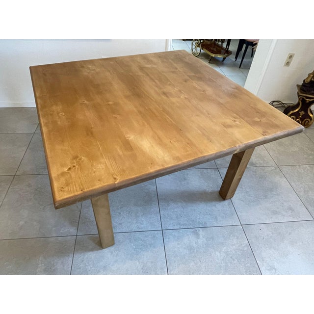 Solid Wood Farmhouse Table For Sale - Image 4 of 9