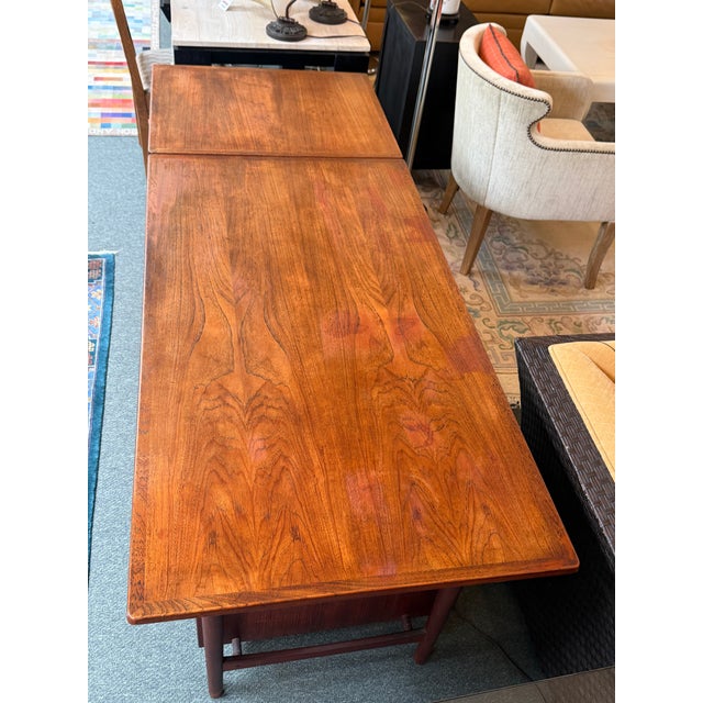 Auburn Mid 20th Century Danish Design Extension Office Desk, Teak Wood For Sale - Image 8 of 13