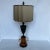 Brass table lamp with square silk shade. Made in the 1990s.