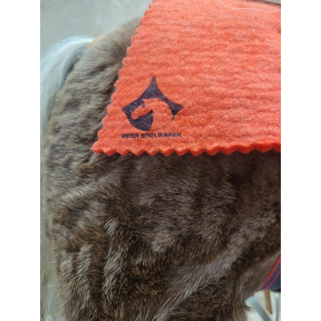 Wood Vintage 1940s German Plush Pony on Wheels — Leather Saddle & Reins For Sale - Image 7 of 8