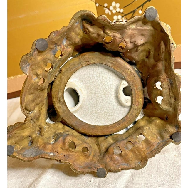 Antique Ormolu Mounted Hand Painted Porcelain Parrot Candlestick Holder 14" tall For Sale - Image 6 of 7