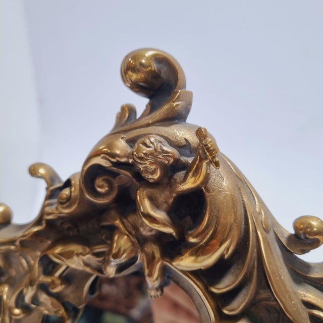 Metal Antique Baroque Brass Table Mirror, 1890s For Sale - Image 7 of 16