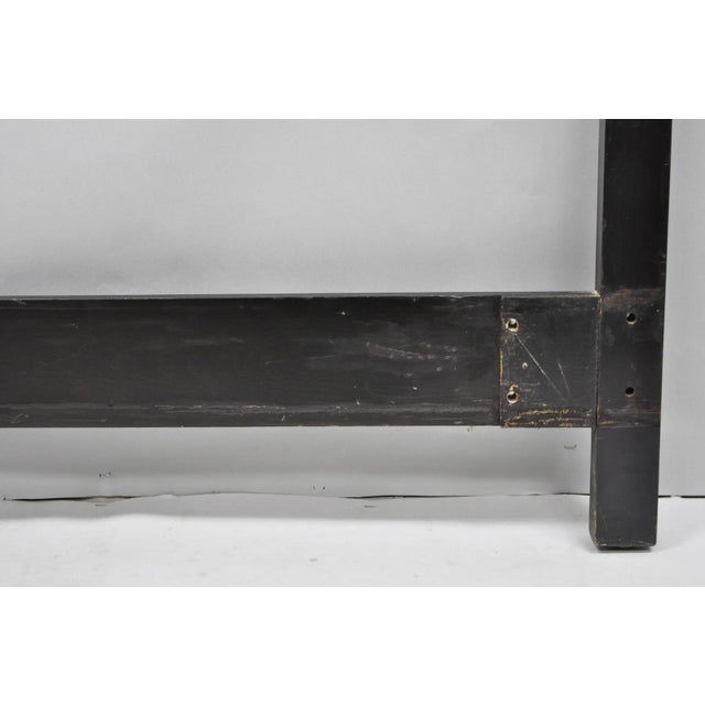 Vintage Chinoiserie Black Gold Ebonized Chinese Fretwork Queen Sz Bed Headboard For Sale - Image 9 of 14