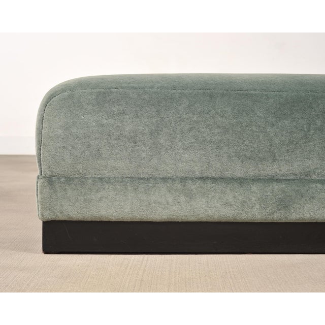Modern Sage Green Mohair Chaise Longue Daybed on Ebonized Base For Sale - Image 14 of 18