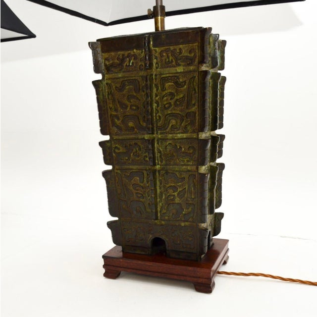 Wood Large Bronze Table Lamps, 1930, Set of 2 For Sale - Image 7 of 10