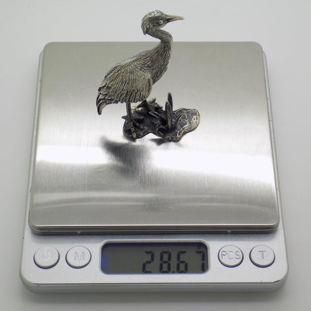 Vintage Italian Handmade Silver Heron Figurine, 1970s For Sale - Image 9 of 12