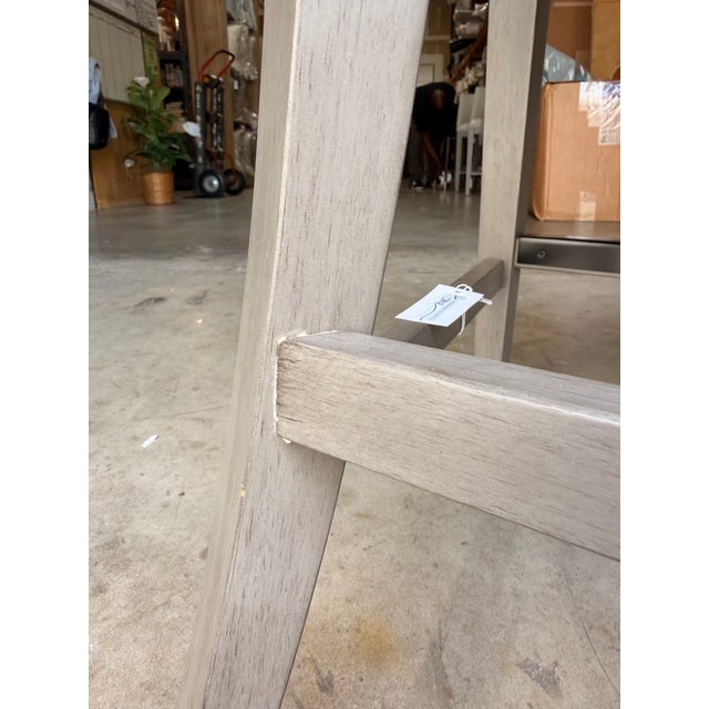 Wood Bernhardt Light Gray Leather Counter Stool For Sale - Image 7 of 10