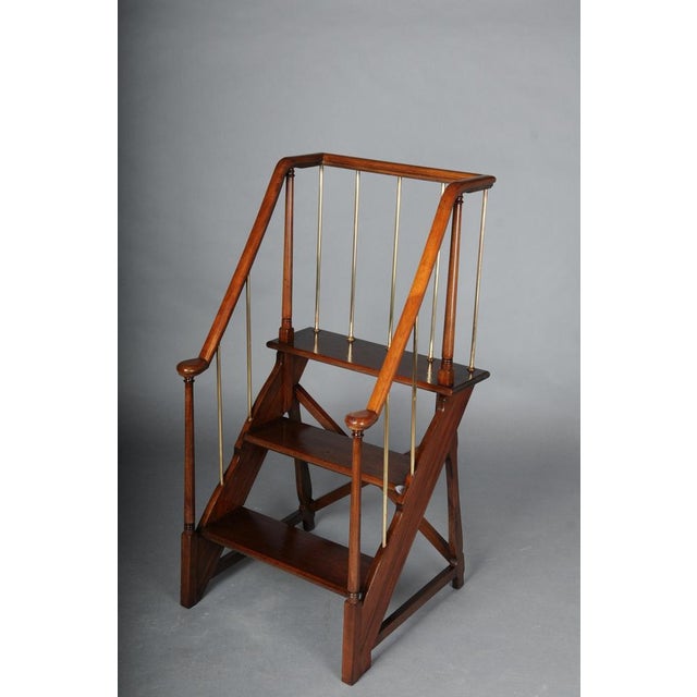 English Library Ladder in Mahogany, 20th Century For Sale - Image 3 of 18