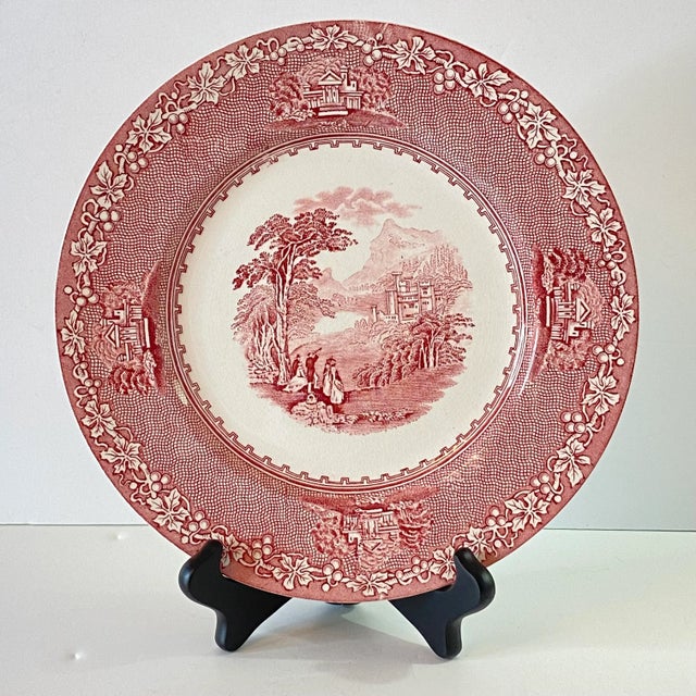 Mid-Century Royal Staffordshire Jenny Lind Pink Dinner Plate For Sale - Image 10 of 12