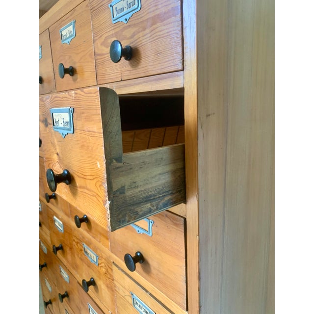 Wood Large Danish Oak Apothecary Cabinet , 1940s For Sale - Image 7 of 8