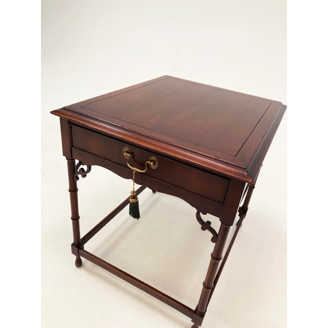 Hekman Furniture Late 20th Century George III Style Mahogany Single-Drawer Table With Brass Pull by Hekman For Sale - Image 4 of 12