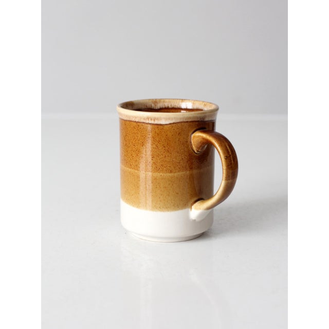 1970s Vintage 1970s Brown Tan and Cream Ceramic Coffee Mug For Sale - Image 5 of 12