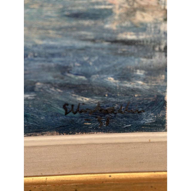 Ellis Wallin, Boats in the Harbor, 1950s, Oil on Canvas, Framed For Sale - Image 6 of 18