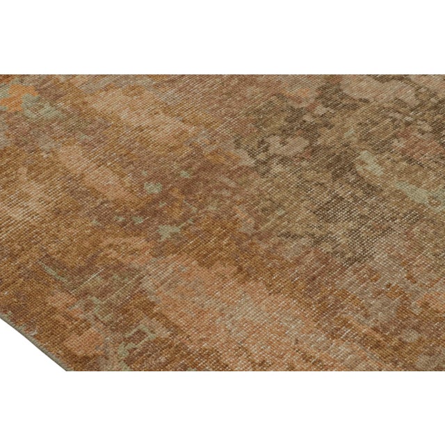 Rug & Kilim’s Modern Abstract Art Rug With Floral Patterns in Green and Brown For Sale In New York - Image 6 of 7