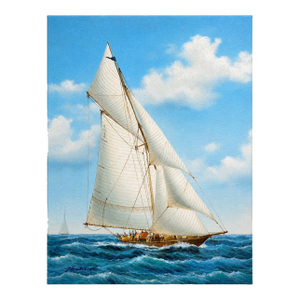 Schooner Yacht Sailboat Marine Oil Painting on Stretched Canvas, by Thomas