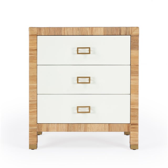 Wood Corfu 25 in. W Rectangular Rattan 3 Drawer Nightstand, Natural Raffia For Sale - Image 7 of 11
