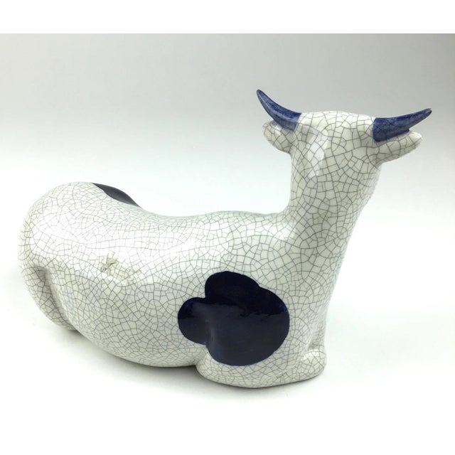 Vintage Hand Fired Artisan Pottery Cow From the Manger For Sale - Image 9 of 13