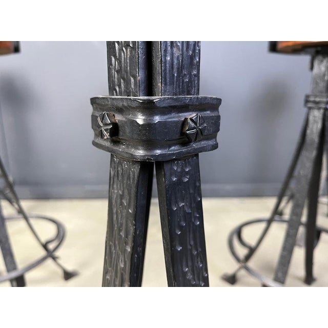 Vintage Brutalist Wrought Iron Bar Stools, 1970s, Set of 6 For Sale - Image 10 of 17
