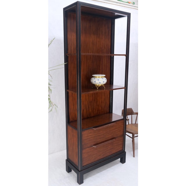 Harvey Probber Pair 7.5' Tall Custom Mahogany Etageres Adjustable Shelves Dresser Drawers MINT! For Sale - Image 4 of 12